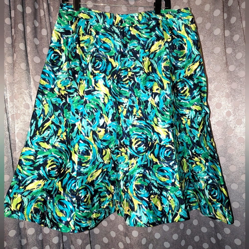 R-Q-T Bright Fit & Flare Cotton Skirt Large